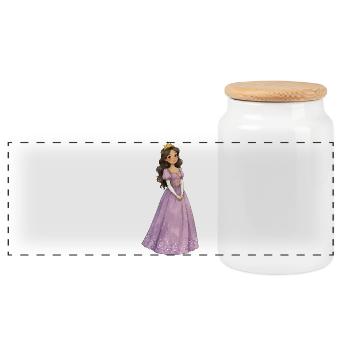 Lila Prinzessin mit Krone - Panorama Keksdose mit Holzdeckel - Weiß - Vorne