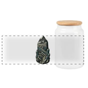 Geological Time Crystal Strata and Fossils - Panoramic Cookie Jar with Wooden Lid - white - Front