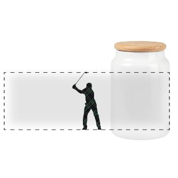 Tartan-Golfer-Schwung-Silhouette - Panorama Keksdose mit Holzdeckel - Weiß - Vorne