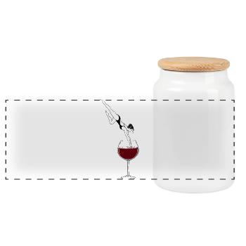 Wein Akrobatik Weinglas Minimalistisches Design - Panorama Keksdose mit Holzdeckel - Weiß - Vorne