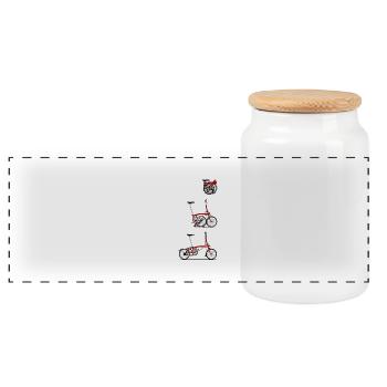 I Love My Folding Brompton Bike - Panoramic Cookie Jar with Wooden Lid - white - Front