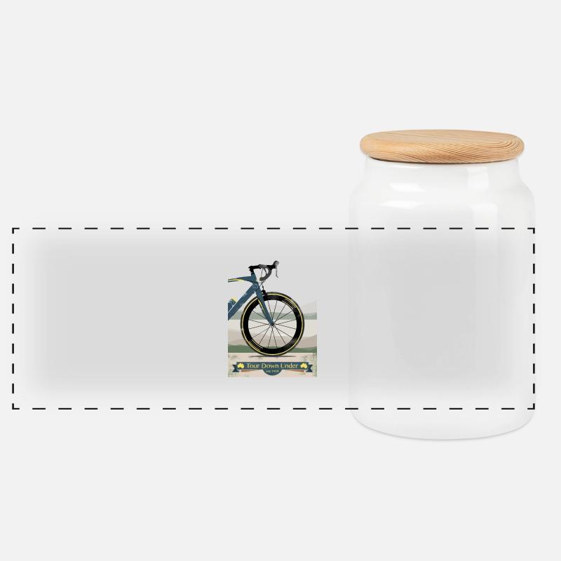 Tour Down Under Bike - Panoramic Cookie Jar with Wooden Lid - white