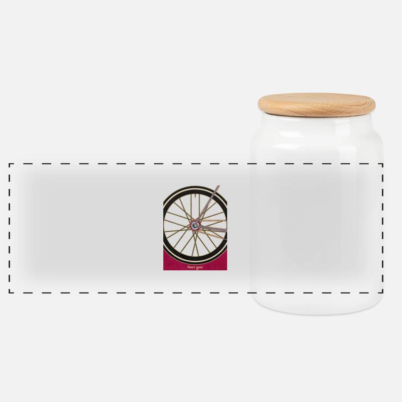 Single Speed Fahrrad - Panorama Keksdose mit Holzdeckel - Weiß