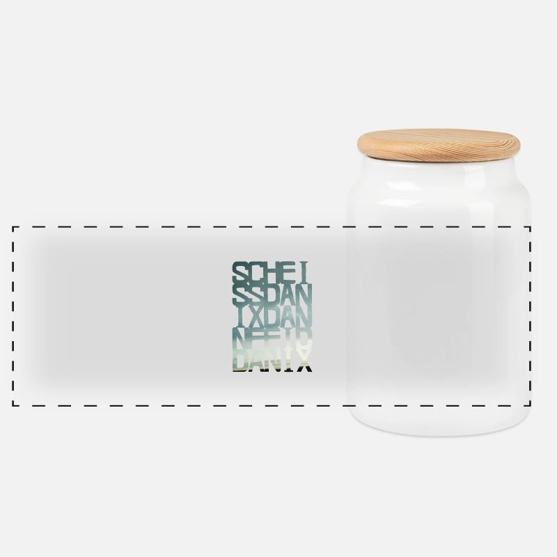 scheiss da nix - blue - Panorama Keksdose mit Holzdeckel - Weiß