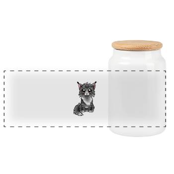 Maine Coon - Black Silver - Boîte à biscuits avec couvercle en bois - blanc - Devant