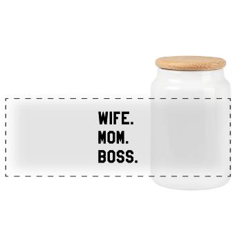 wife mom boss Muttertag - Panorama Keksdose mit Holzdeckel - Weiß - Vorne