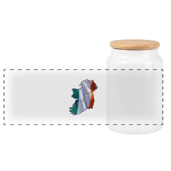 Ireland flag mapped - Panoramic Cookie Jar with Wooden Lid - white - Front