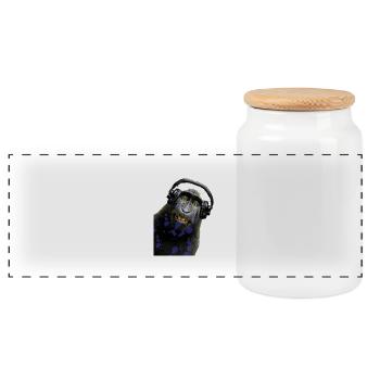 Shirt Monkey Music by CustomStyle - Panoramic Cookie Jar with Wooden Lid - white - Front