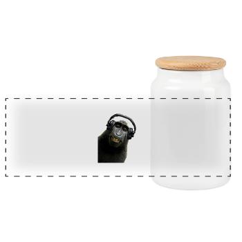 Shirt Monkey Music by CustomStyle - Panoramic Cookie Jar with Wooden Lid - white - Front