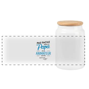 Papa et Animateur - Boîte à biscuits avec couvercle en bois - blanc - Devant