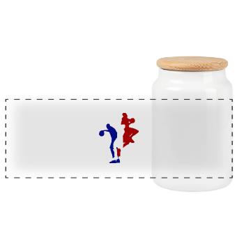 basketball - Panorama Keksdose mit Holzdeckel - Weiß - Vorne