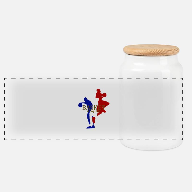 basket is my life - Panorama Keksdose mit Holzdeckel - Weiß