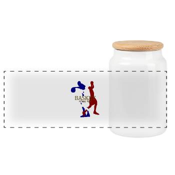 basket is my life - Panoramic Cookie Jar with Wooden Lid - white - Front