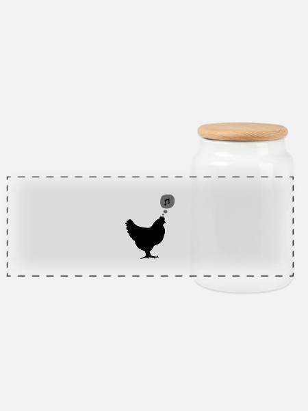 chicken - Panorama Keksdose mit Holzdeckel - Weiß