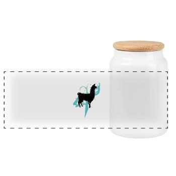 Lama Alpaka Fashion - Panorama Keksdose mit Holzdeckel - Weiß - Vorne