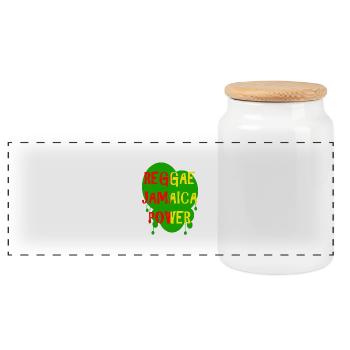 reggae jamaica power - Panoramic Cookie Jar with Wooden Lid - white - Front