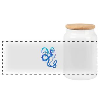 Electric Blue Dragon - Panoramic Cookie Jar with Wooden Lid - white - Front