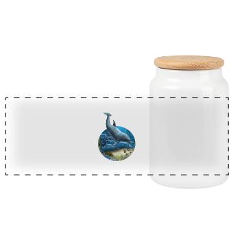 Le monde des dauphins - Boîte à biscuits avec couvercle en bois - blanc - Devant