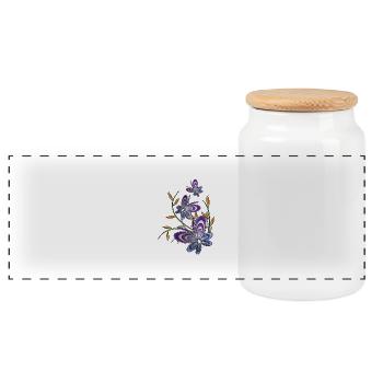 Butterflies2012 - Panoramic Cookie Jar with Wooden Lid - white - Front