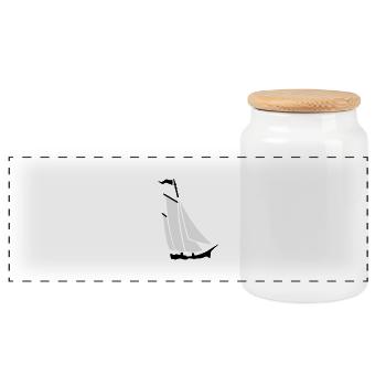 Segelboot / sailboat (2c) - Panoramic Cookie Jar with Wooden Lid - white - Front