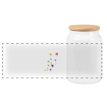 swallows - Panoramic Cookie Jar with Wooden Lid - white - Front