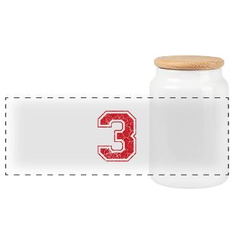 3 three drei red rot (uk) - Panoramic Cookie Jar with Wooden Lid - white - Front