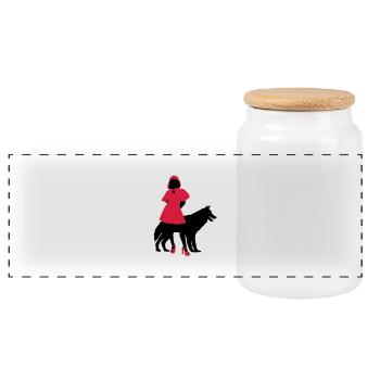 Red Riding Hood - Panoramic Cookie Jar with Wooden Lid - white - Front