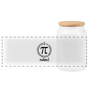 Pi_rules_! - Panoramic Cookie Jar with Wooden Lid - white - Front