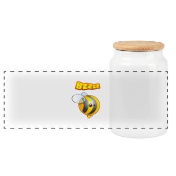 kawaii bee png - Panorama Keksdose mit Holzdeckel - Weiß - Vorne