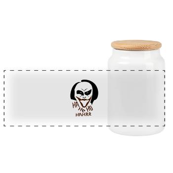 Joker - Lache - Panorama Keksdose mit Holzdeckel - Weiß - Vorne