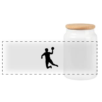 Handball - Panorama Keksdose mit Holzdeckel - Weiß - Vorne