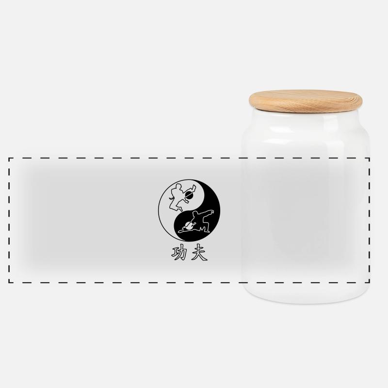 Kung Fu - Panorama Keksdose mit Holzdeckel - Weiß