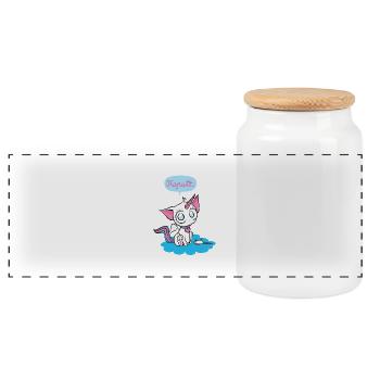 Unicornkitty - Licorne chat - Boîte à biscuits avec couvercle en bois - blanc - Devant