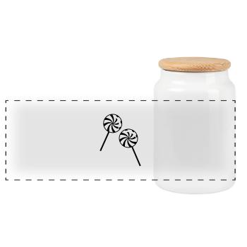 lolli_f1 - Panoramic Cookie Jar with Wooden Lid - white - Front