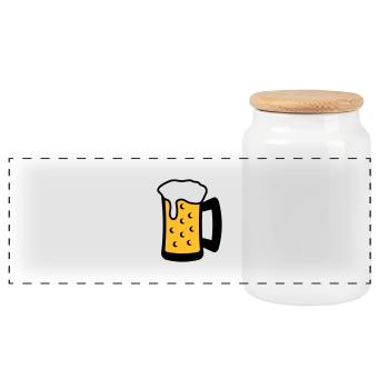 Beer Glas - Panorama Keksdose mit Holzdeckel - Weiß - Vorne