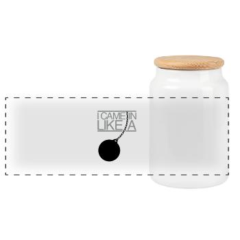 I Came In Like A Wrecking Ball - Panoramic Cookie Jar with Wooden Lid - white - Front
