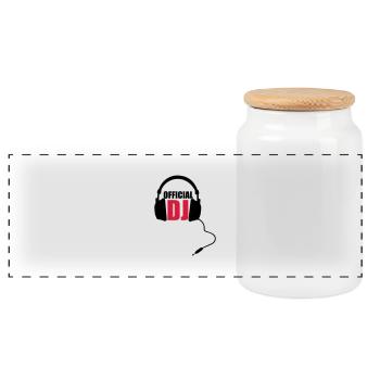 OfficialDJ - Panoramic Cookie Jar with Wooden Lid - white - Front