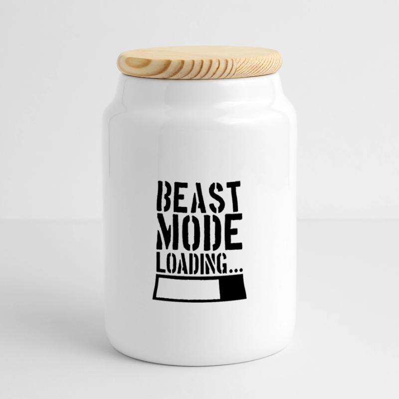 Caution Beast Mode Loading Boîte à biscuits avec couvercle en bois