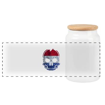 MMJ Pays-Bas Drapeau de crâne - Boîte à biscuits avec couvercle en bois - blanc - Devant