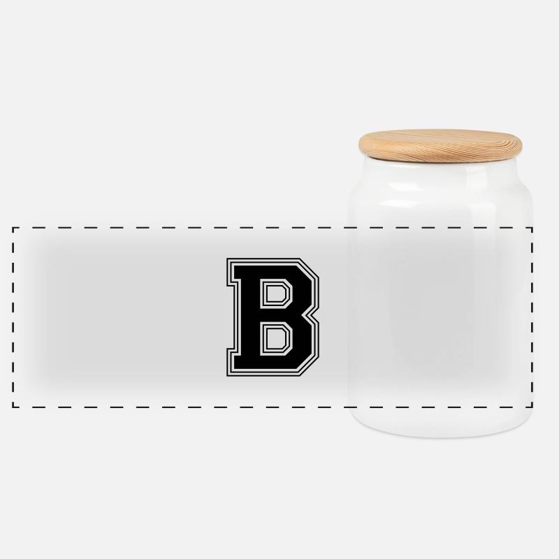 B_Letter_B_(w31) - Panoramic Cookie Jar with Wooden Lid - white