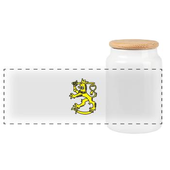 finnish symbol finland lion flag coat of arms - Panoramic Cookie Jar with Wooden Lid - white - Front