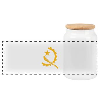 machete and star angola flag symbol - Panoramic Cookie Jar with Wooden Lid - white - Front