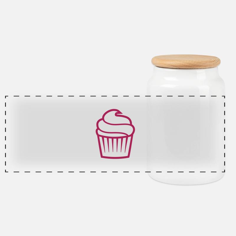 Cupcake einfarbig - Panorama Keksdose mit Holzdeckel - Weiß