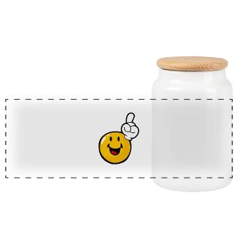 Smiley Eager - Panoramic Cookie Jar with Wooden Lid - white - Front
