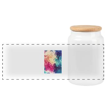 Abstract low poly color pattern design (spectrum) - Panorama Keksdose mit Holzdeckel - Weiß - Vorne
