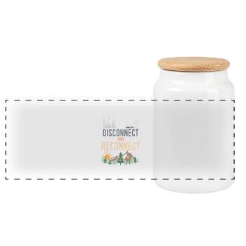 Disconnect And Reconnect - Panoramic Cookie Jar with Wooden Lid - white - Front