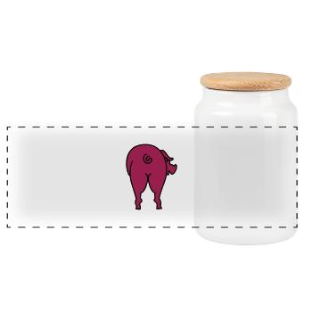 Porc de derrière / arrière de porc (2c) - Boîte à biscuits avec couvercle en bois - blanc - Devant