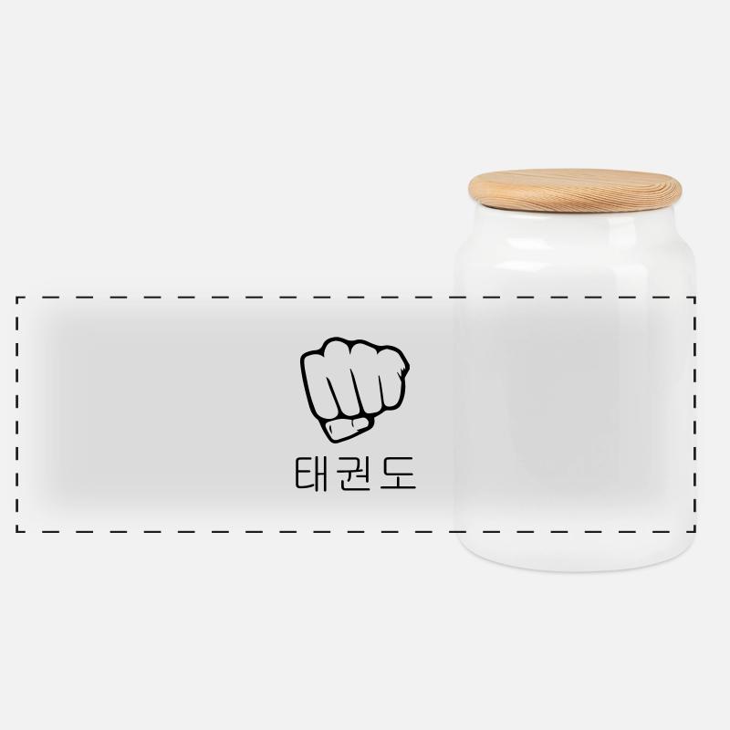 Taekwondo Taekwondoin Tae-Kwon-Do Tae Kwon Do - Panorama Keksdose mit Holzdeckel - Weiß