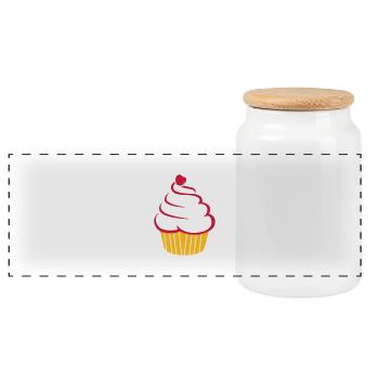 cupcake - Panoramic Cookie Jar with Wooden Lid - white - Front