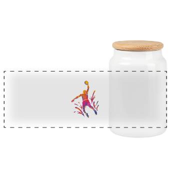 Basketballspieler Bunte Farbe Slam Dunk Sport - Panorama Keksdose mit Holzdeckel - Weiß - Vorne